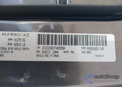 2015 Dodge Charger Se z USA, uszkodzony, nr VIN 2C3CDXBG7FH835994